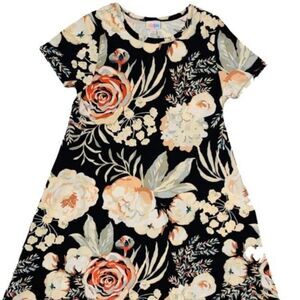 NWT NEW LuLaRoe Carly Cream Black Floral Swing Dress High Low Flowy